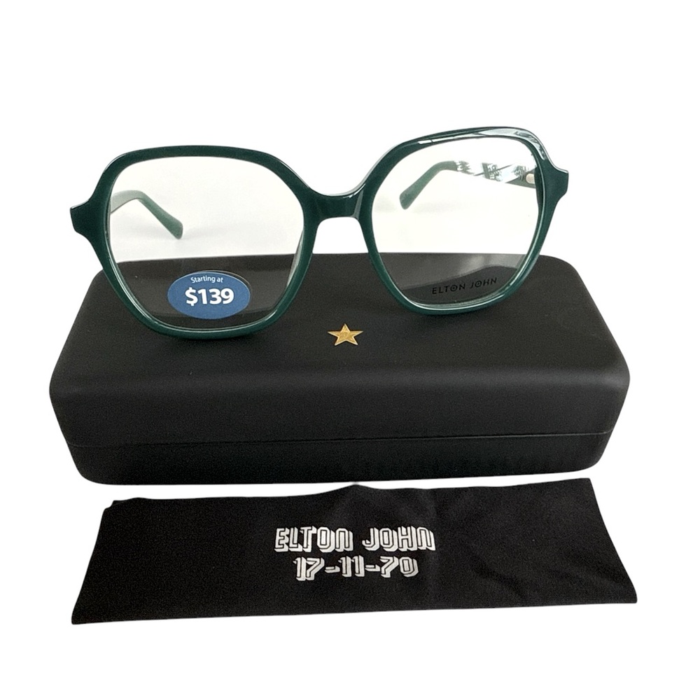 Elton John Eyewear Glasses Designer Fashion Bellbottom 53-17-145 Demo Lens NEW